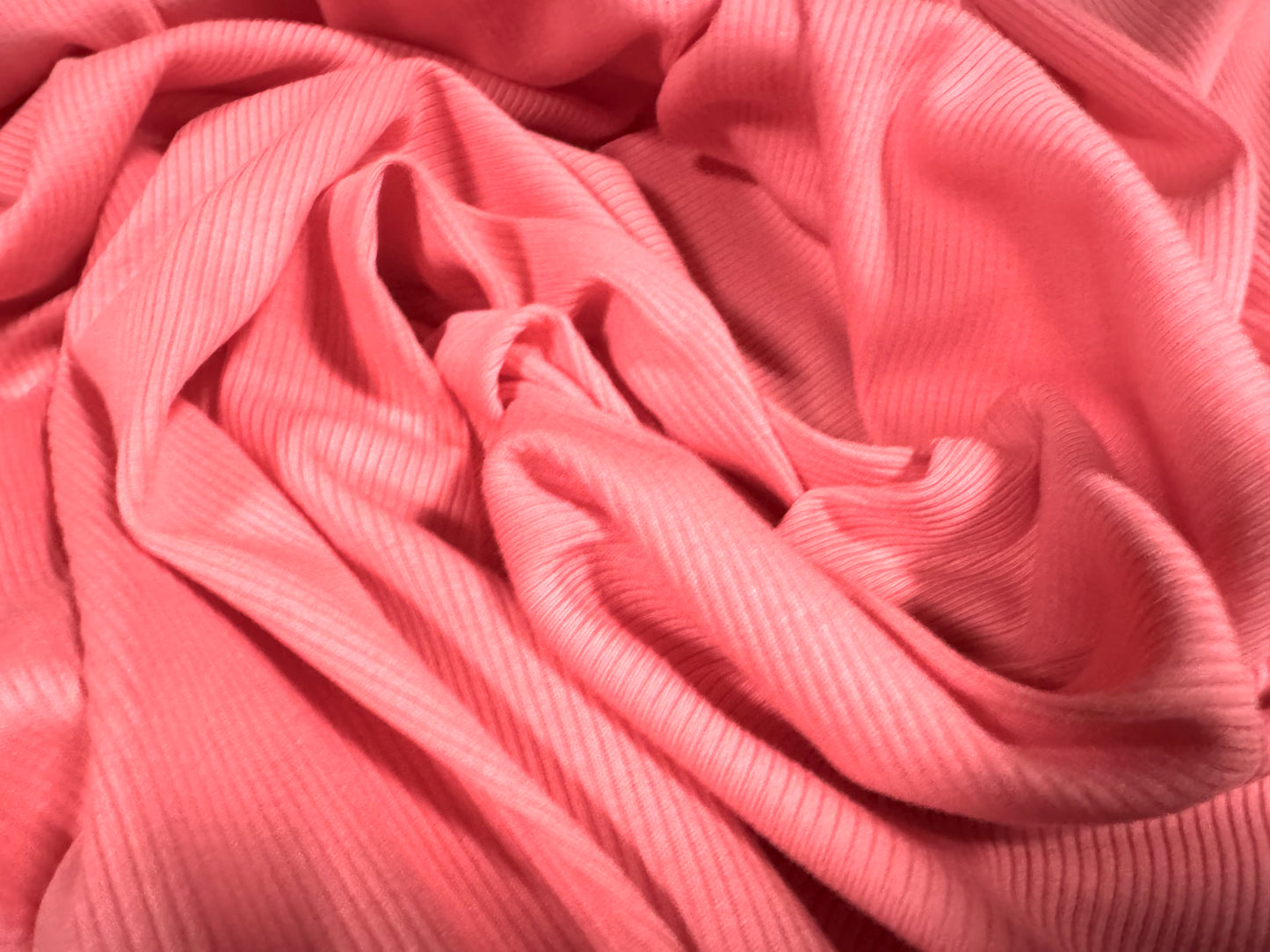 Cotton spandex stretch rib jersey fabric, per metre - plain - pink
