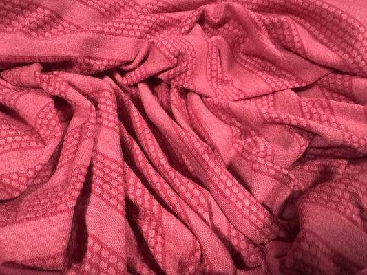 Viscose spandex stretch single jersey fabric, per metre - honeycomb stripe - raspberry pink