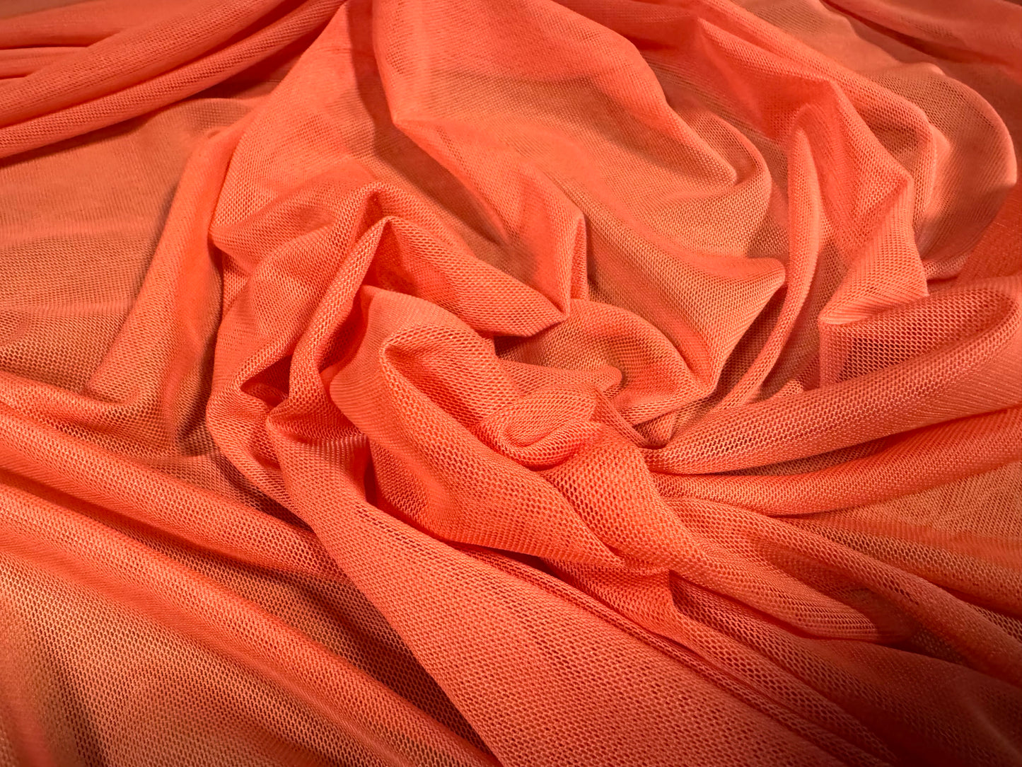 Power mesh net stretch spandex fabric, per metre - plain - coral