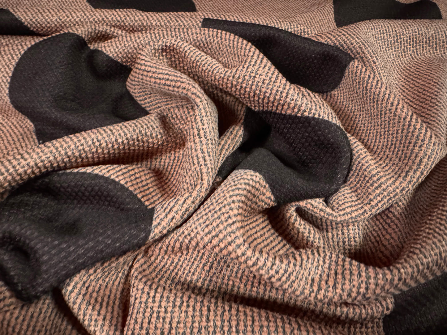 Soft furnishing upholstery fabric, per metre - jumbo polka dot print - rose brown