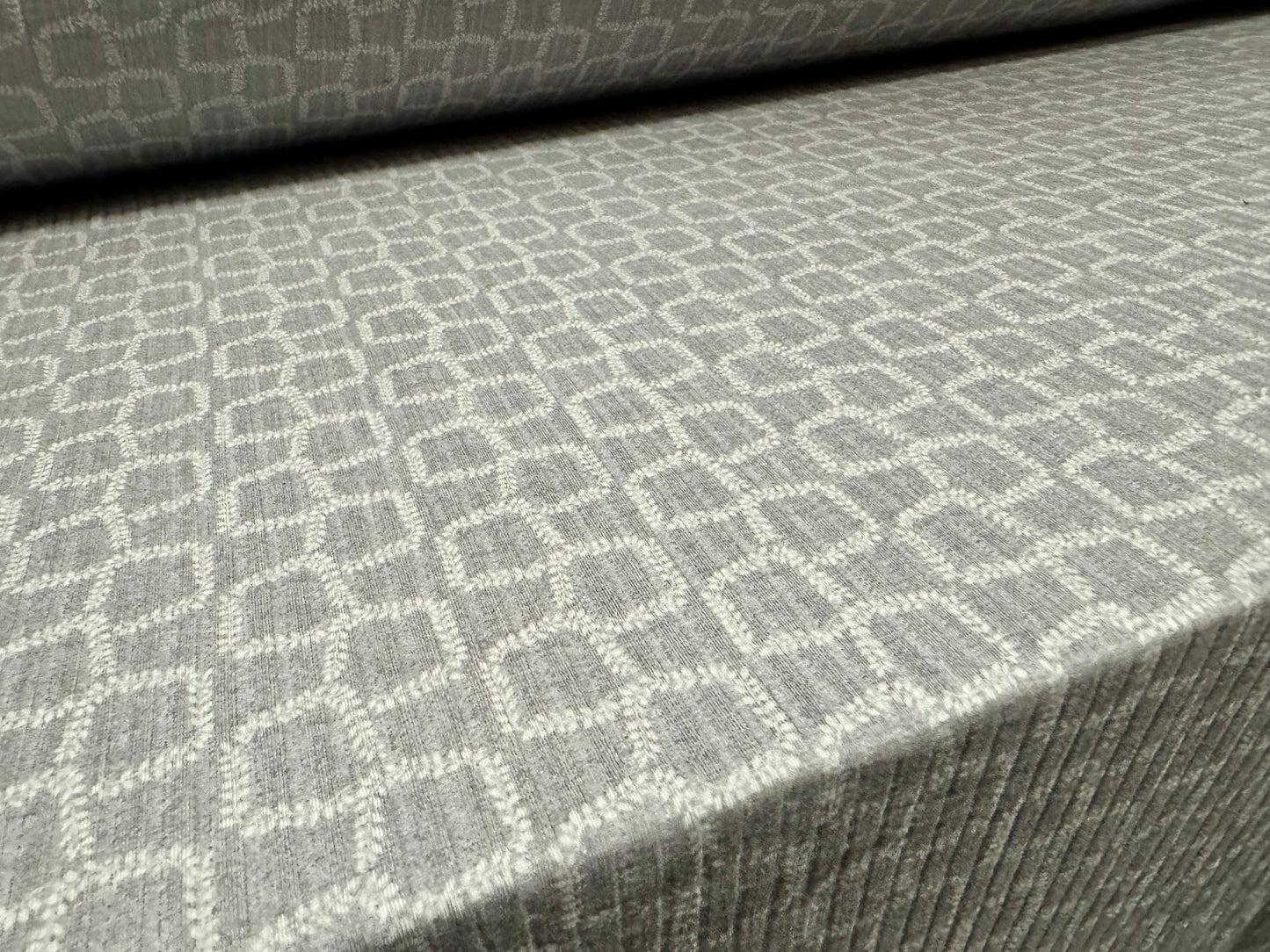 Spandex rib stretch jersey fabric, per metre - Geometric laurel leaf print - grey