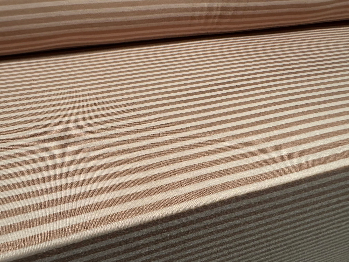 Viscose spandex stretch single jersey fabric, per metre - stripe - nude