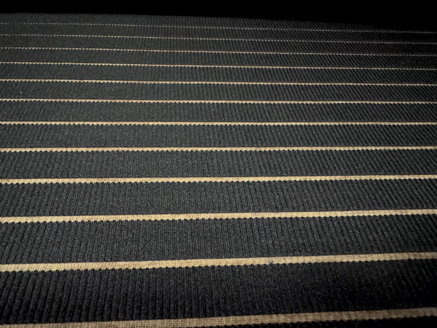 Stretch spandex rib jersey fabric, per metre - burnout stripe - black