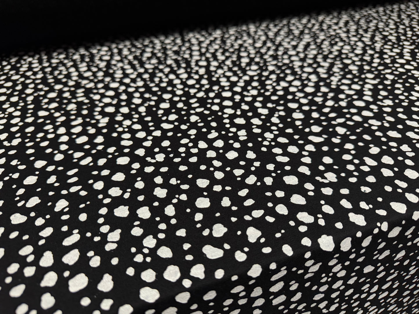 Viscose spandex stretch jersey fabric, per metre - rocks print - black & white