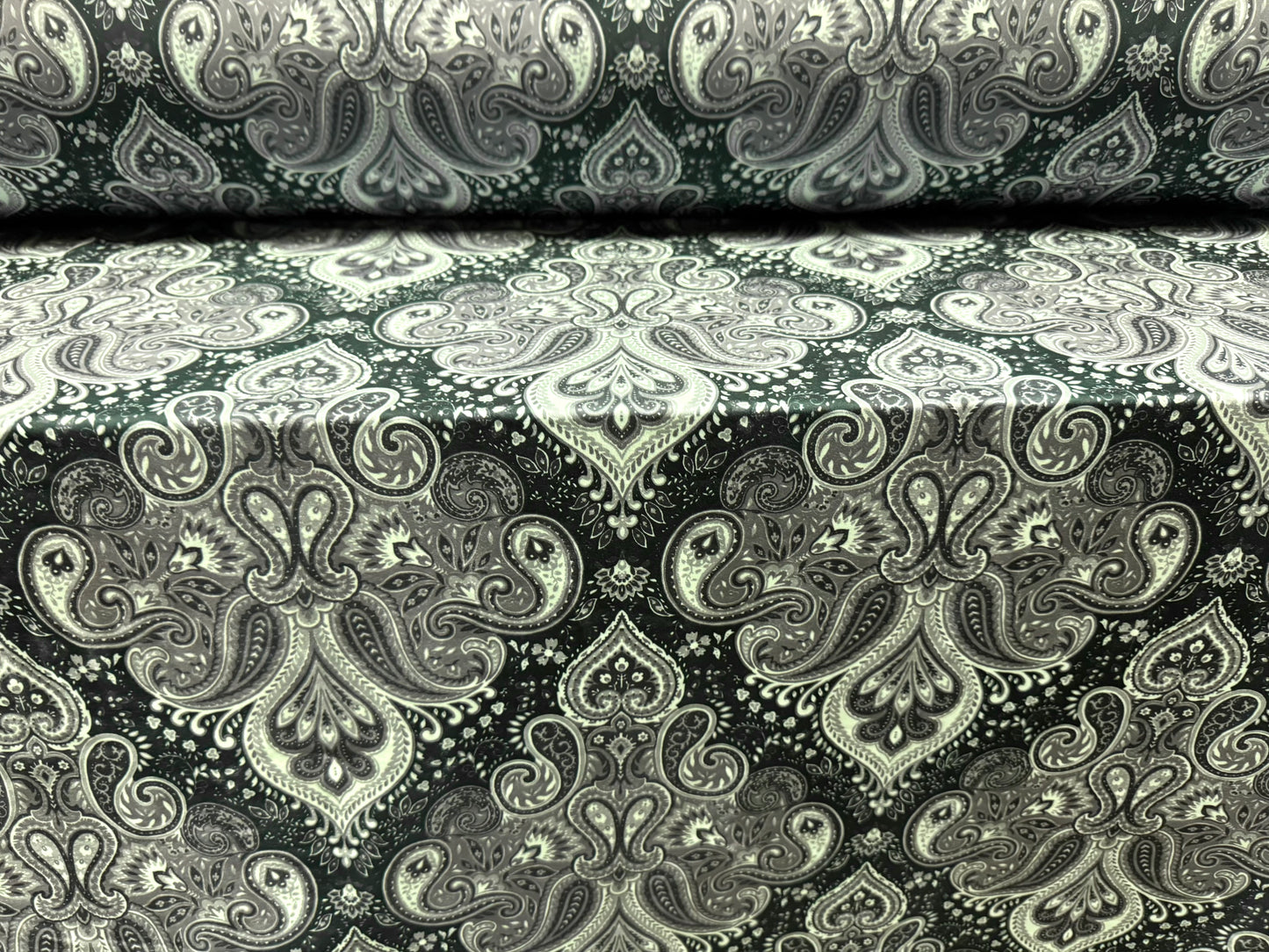 Swimwear stretch spandex jersey fabric, per metre - paisley print - aqua