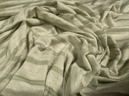Stretch viscose blend single jersey fabric, per metre - stripe - sage & herb green