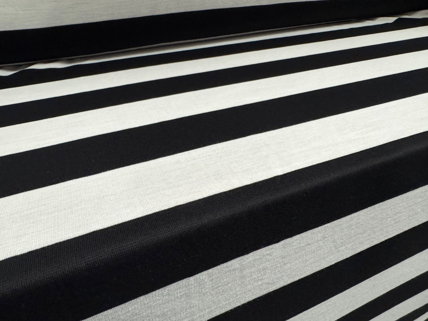 Knitwear jersey fabric, per metre - Rugby stripe - black & white