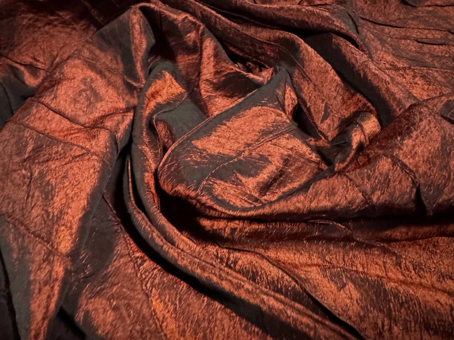 Taffeta faux silk fabric - diagonal stitch - rust
