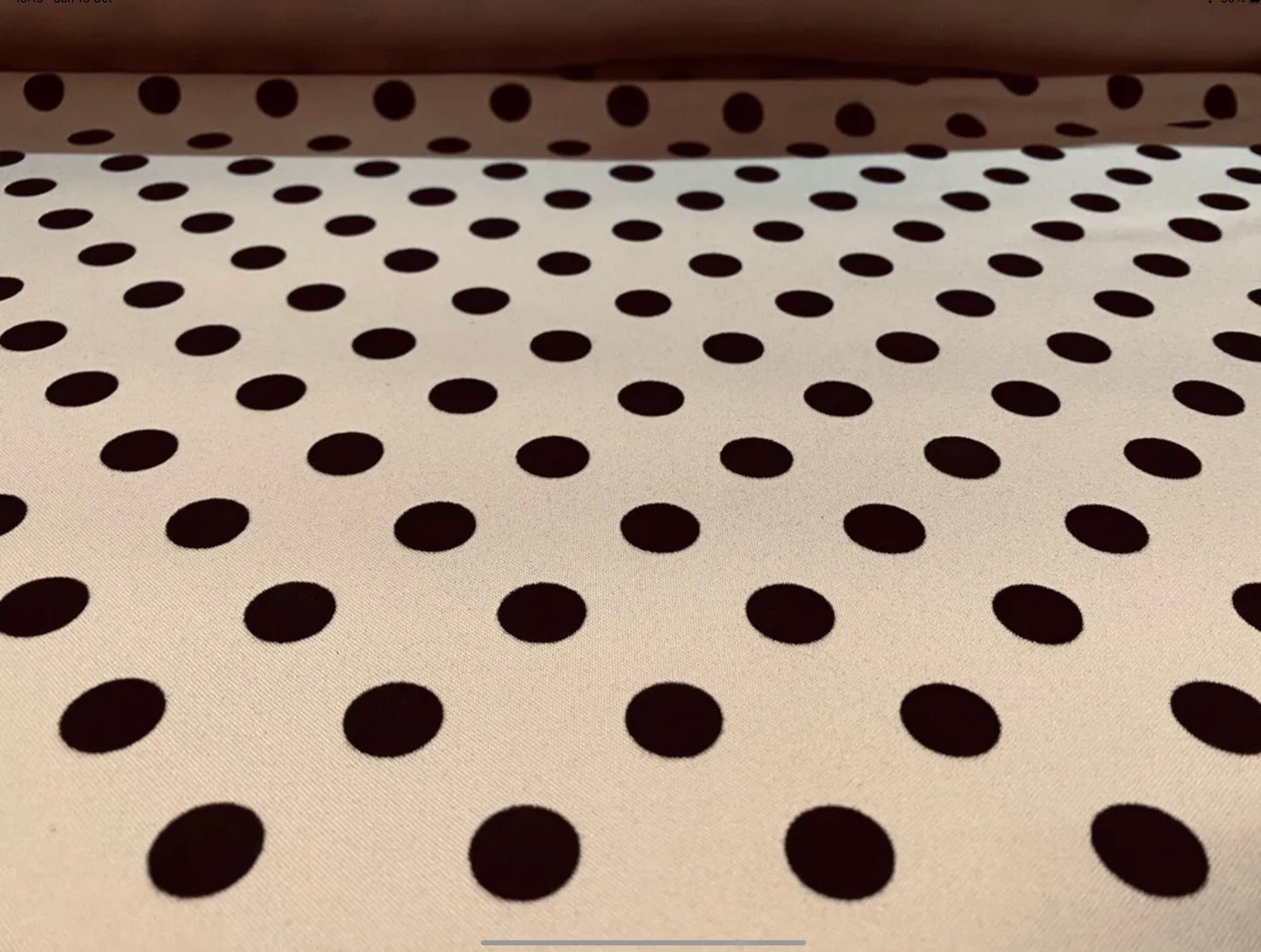 Scuba stretch spandex double jersey dress fabric, per metre - flock polka dot print - skin tone