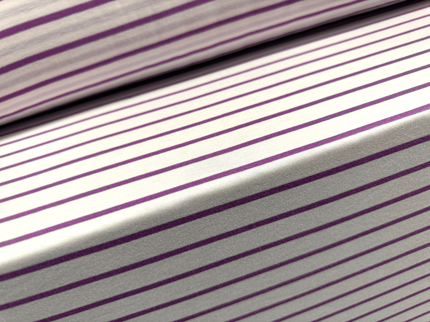 Viscose spandex stretch single jersey fabric, per metre - stripe - violet & white