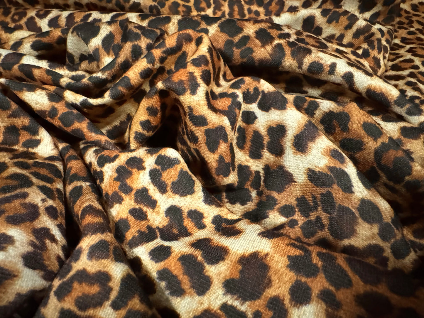 Ponte Roma stretch double jersey knit fabric, per metre - leopard print - gold & brown