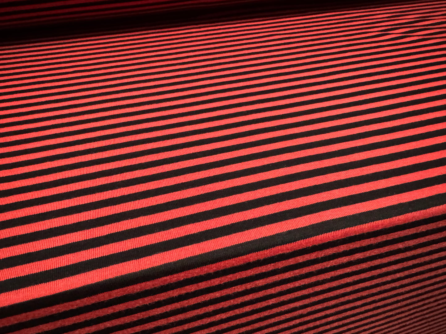 Stretch viscose blend single jersey fabric, per metre - stripe - red & black