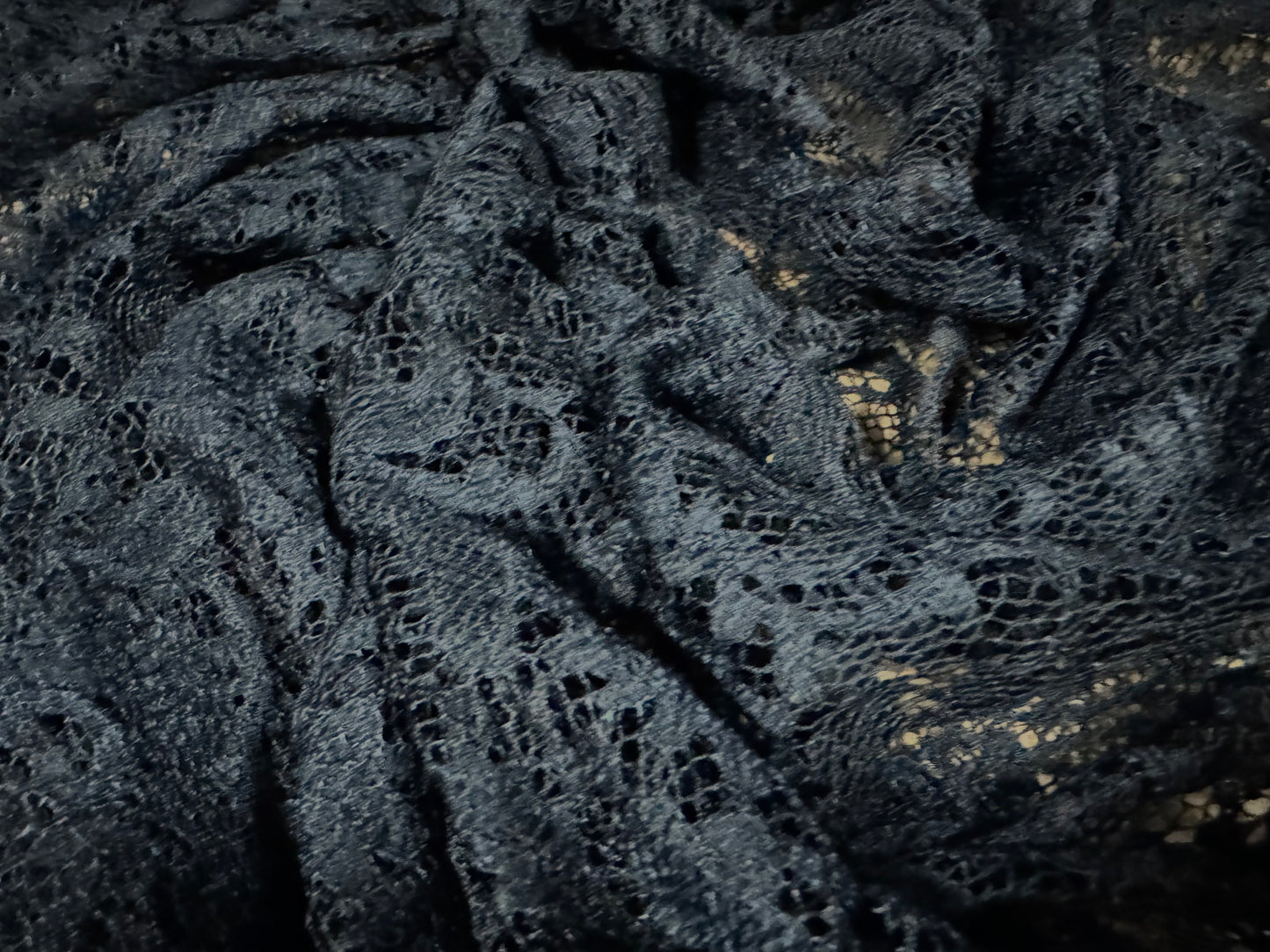Lace dress fabric, per metre - paisley - midnight blue