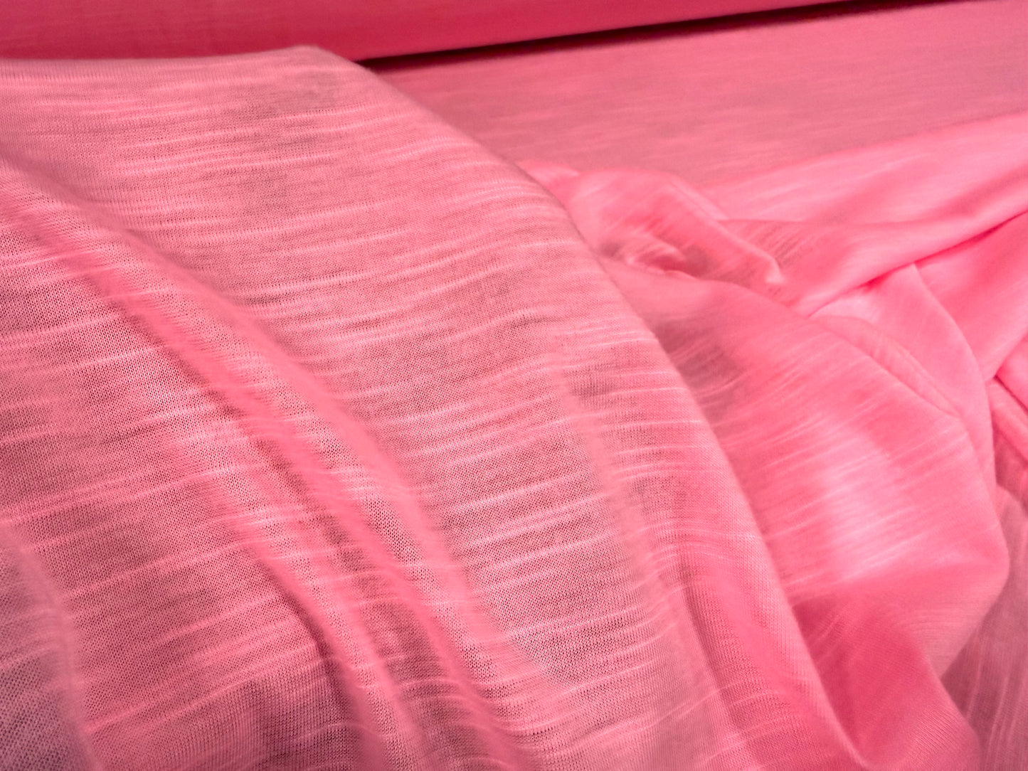 Lightweight slub single jersey fabric, per metre - plain - fluorescent pink