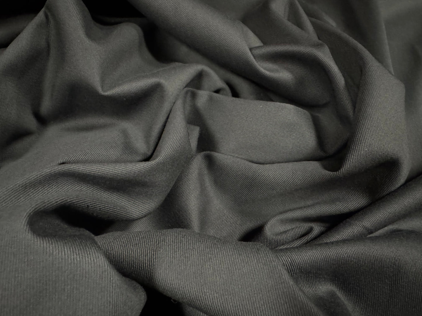 Cotton twill woven fabric, per metre - plain - Dark Grey