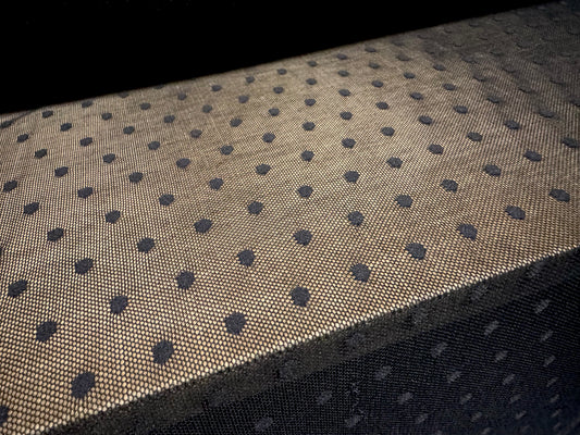 Power mesh net stretch spandex fabric, per metre - spots - black on black