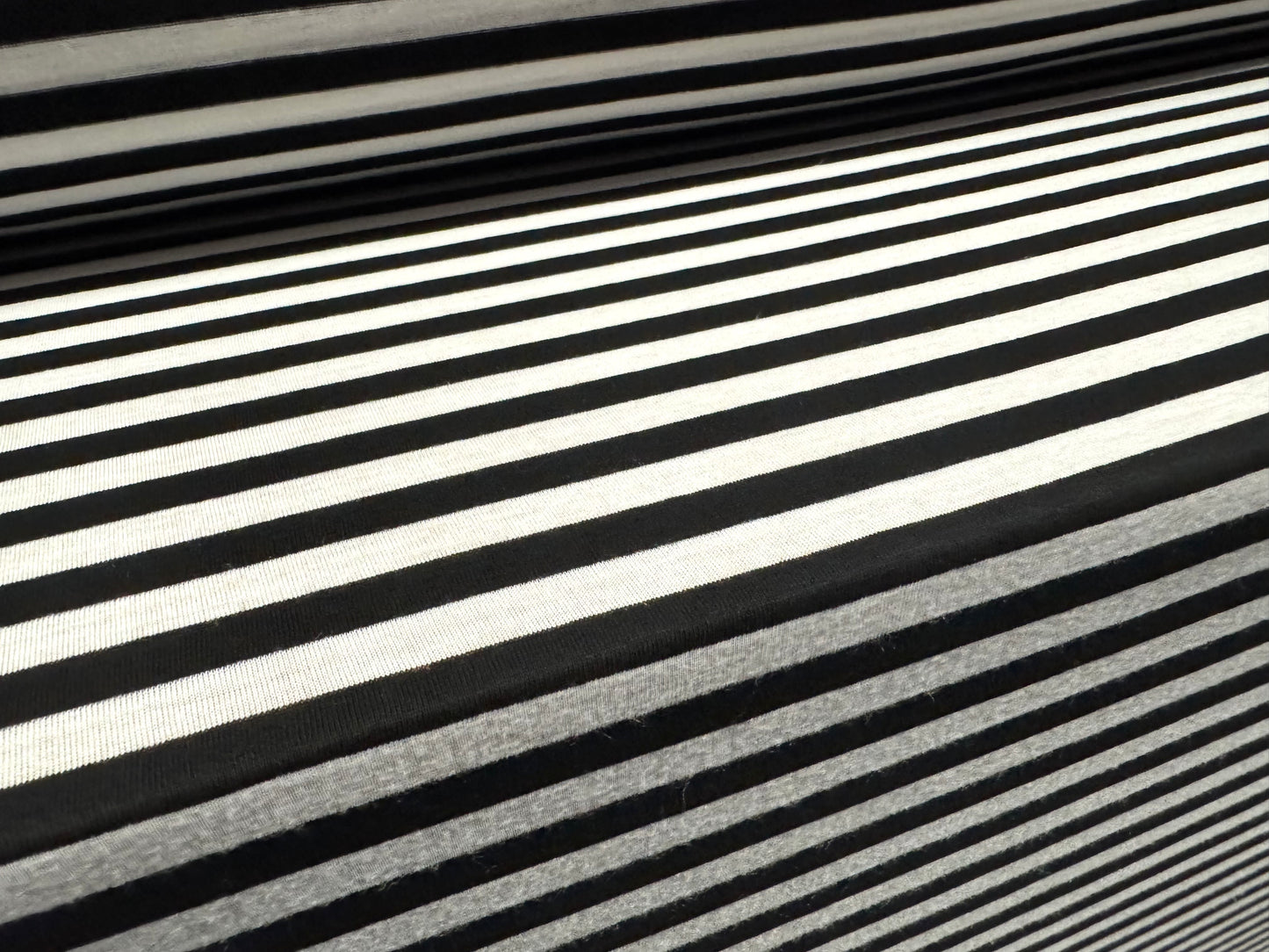Soft handle single jersey fabric, per metre - stripe - black & white