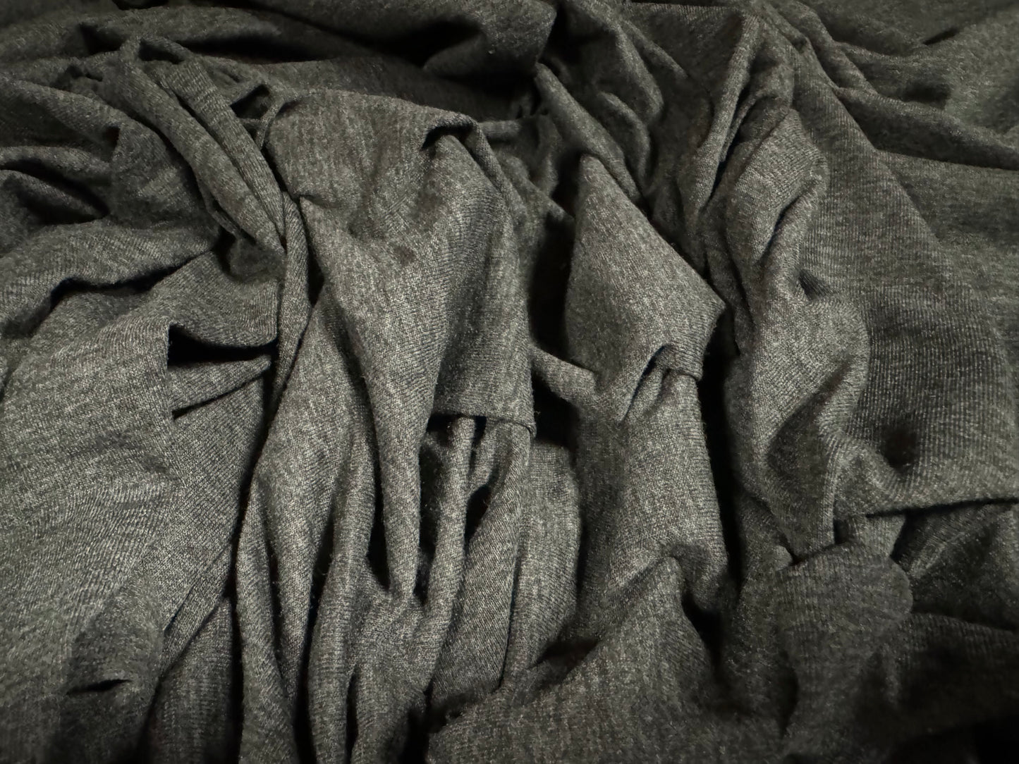 Viscose spandex stretch single jersey fabric, per metre - plain - charcoal grey marl