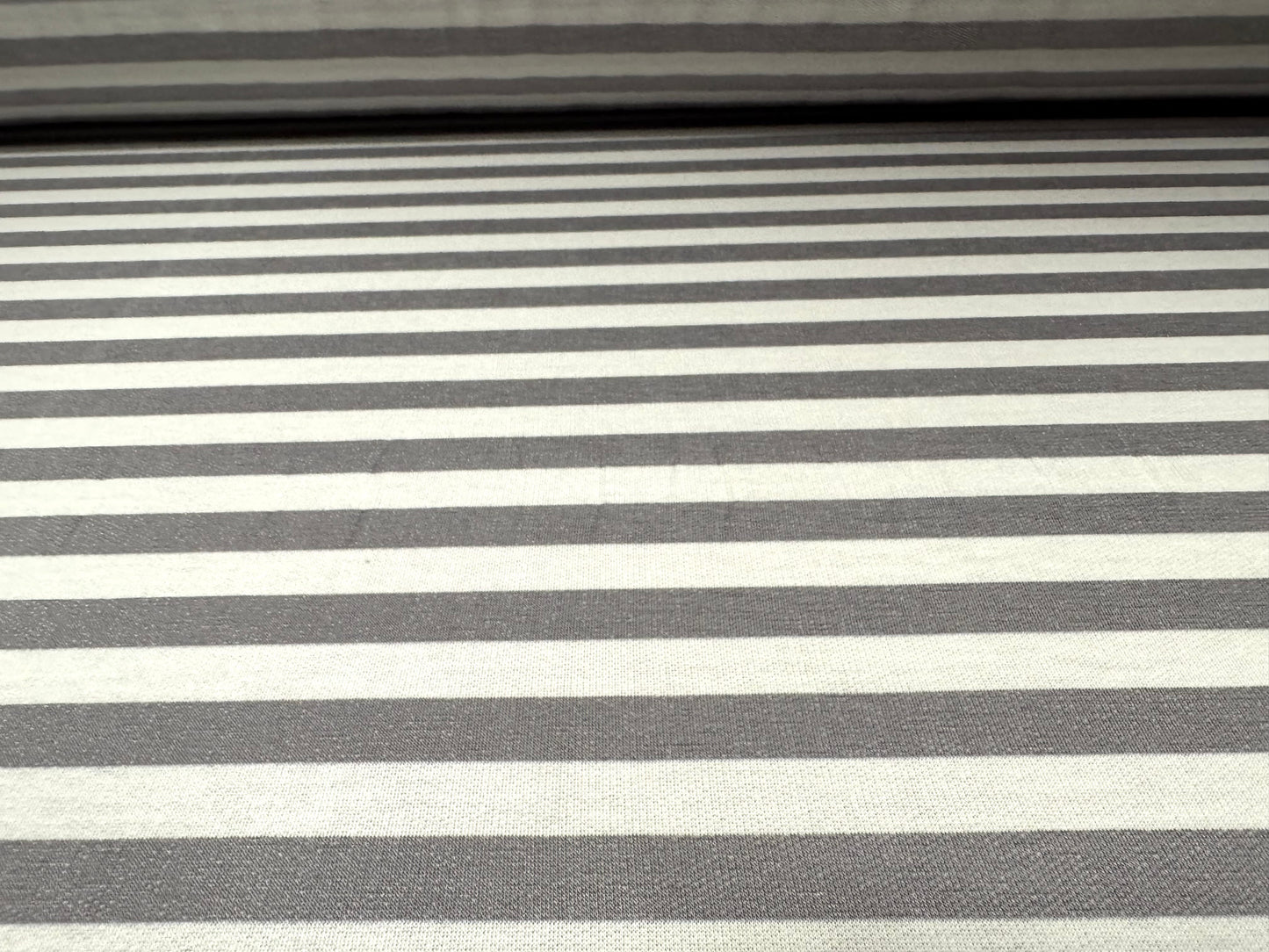 Soft handle French Terry loopback jersey fabric, per metre - Stripe - grey & white