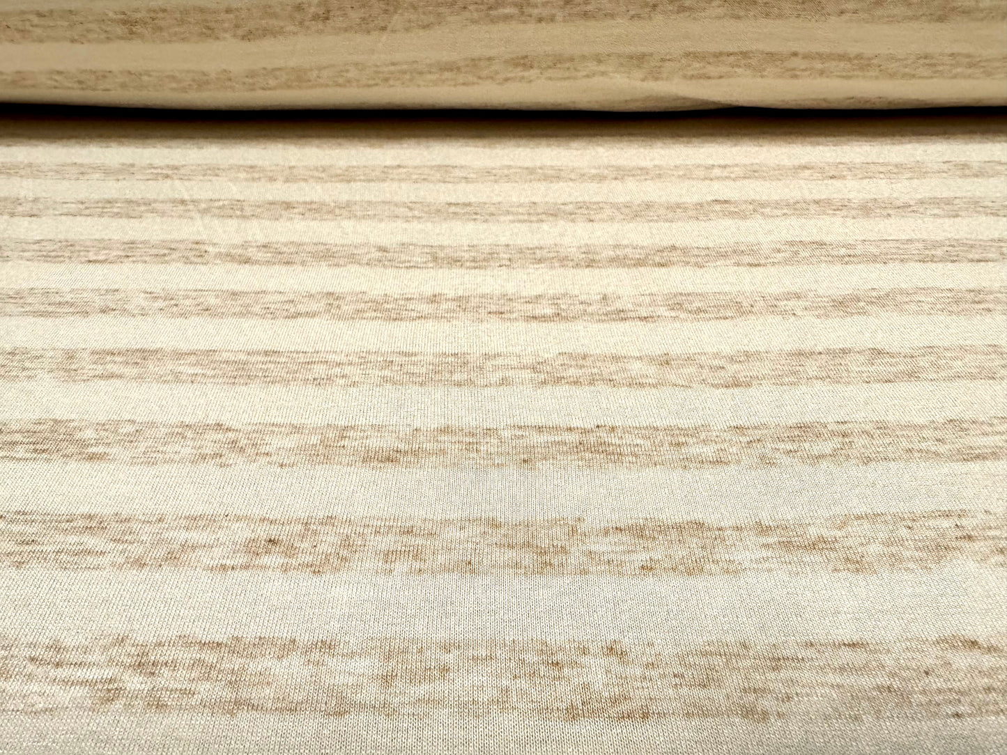 Viscose spandex stretch single jersey fabric, per metre - stripe - cream & oatmeal