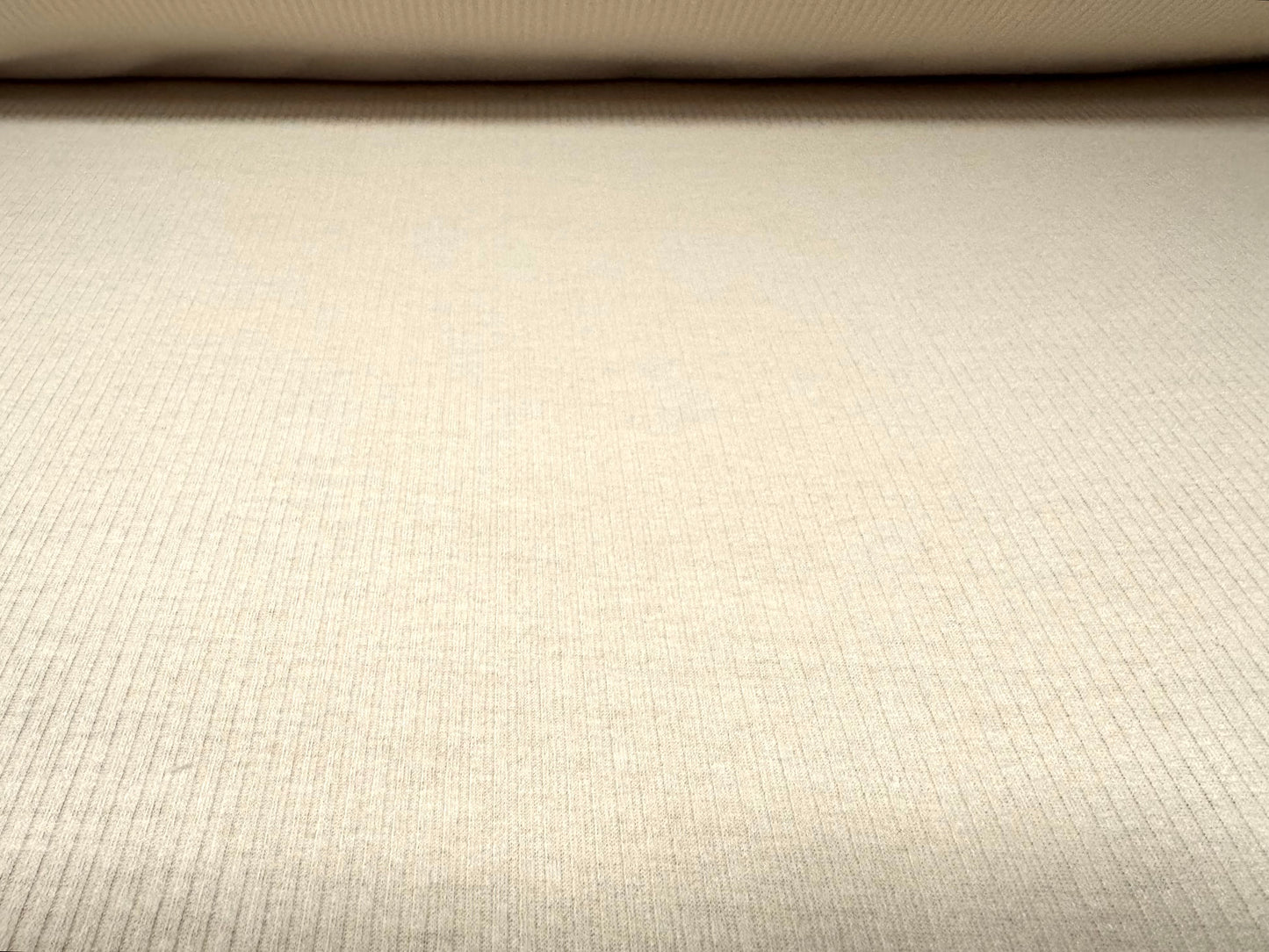 Stretch spandex rib jersey fabric, per metre - plain - cream