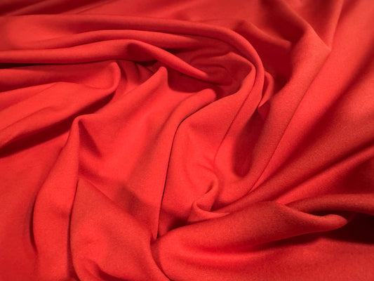 Scuba stretch spandex double jersey fabric, per metre - plain - blood orange