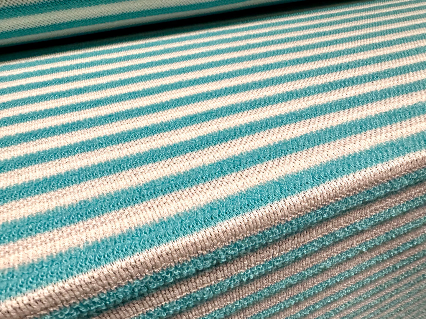 Knitwear jersey fabric, per metre - stripe - turquoise & white