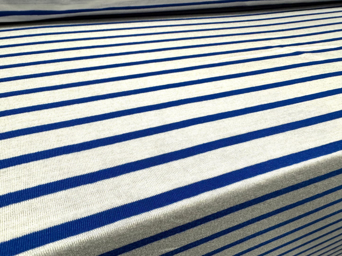 Viscose blend single jersey fabric, per metre - Breton stripe - blue & white