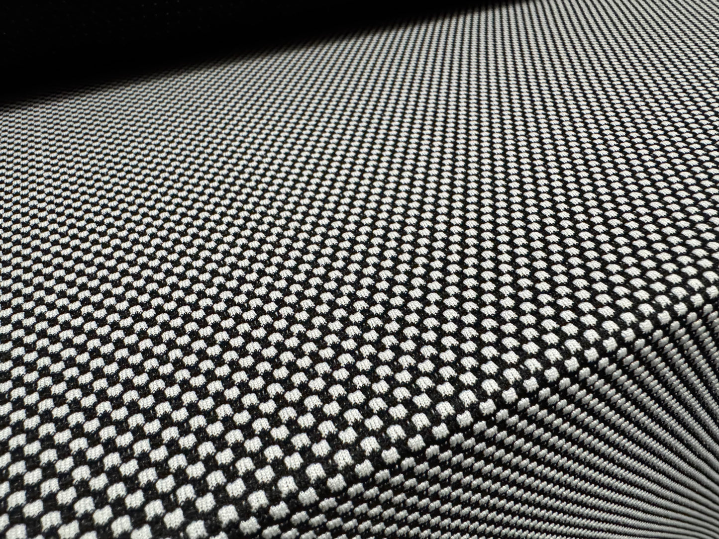 Double jersey knit stretch spandex fabric, per metre - salt & pepper dobby jacquard - black and white