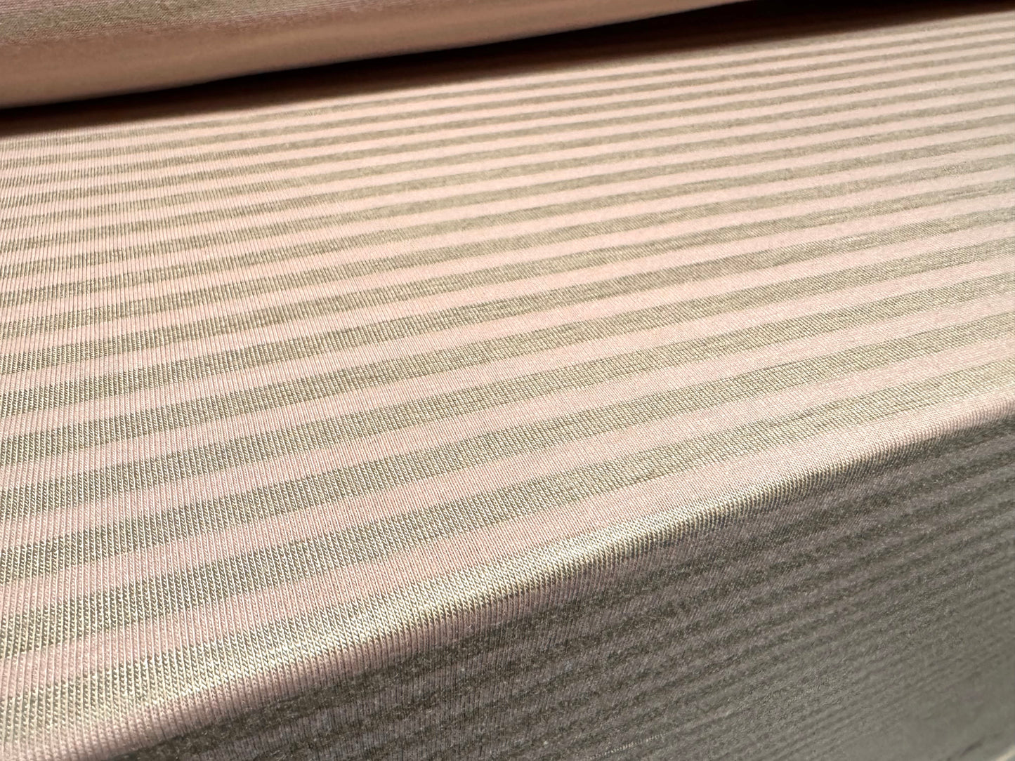Viscose spandex stretch single jersey fabric, per metre - stripe - rose & stone