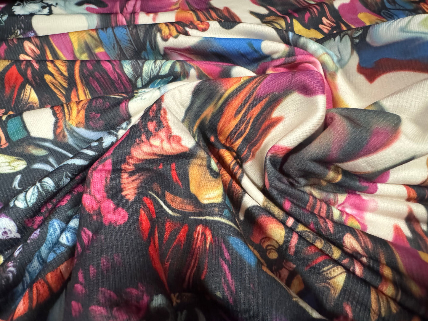 French Terry loopback sweatshirt jersey fabric, per metre - Mythical Fantasy print - multicolour