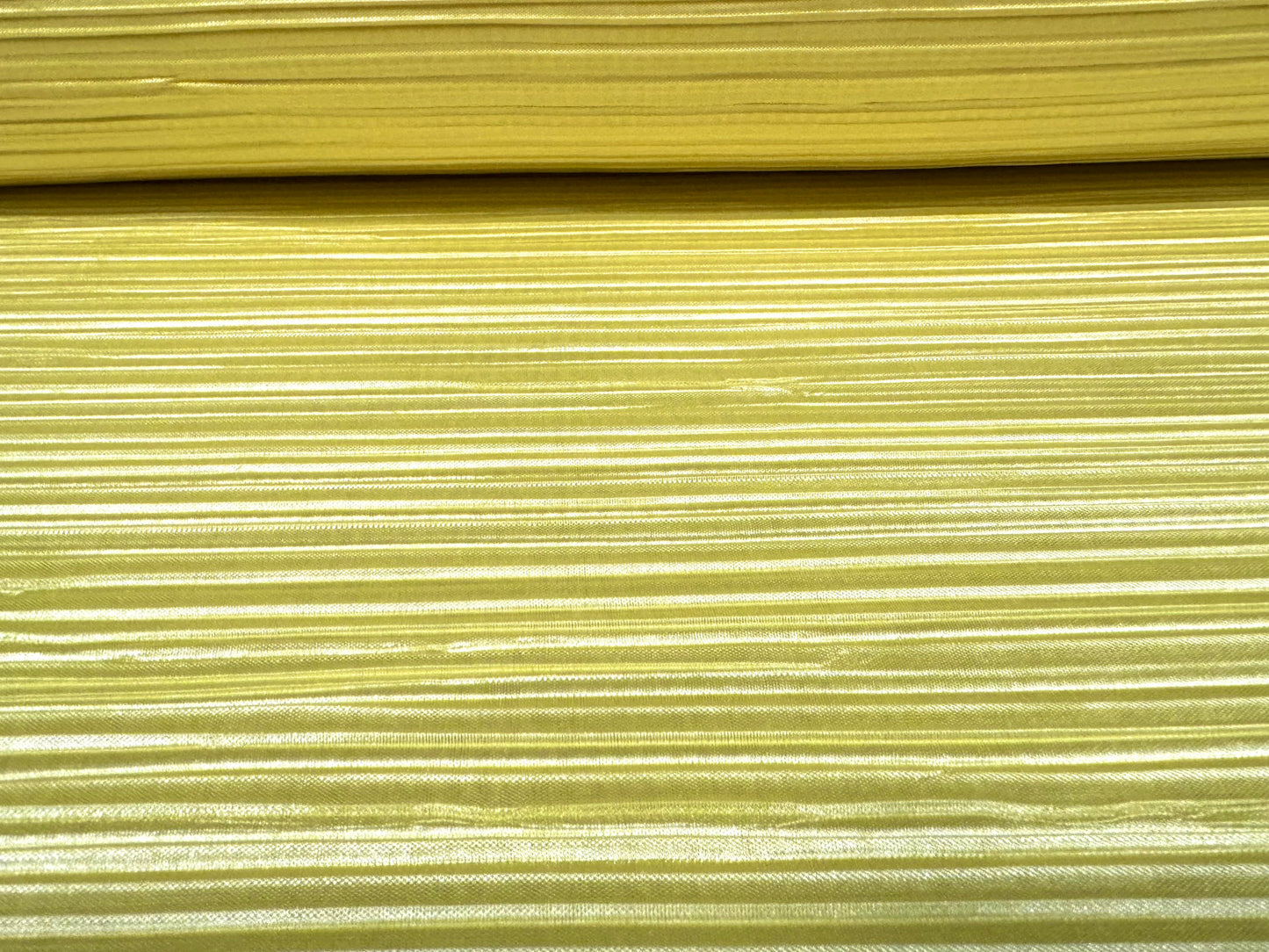 Plissé stretch spandex pleated satin dress fabric, per metre - plain - lemon