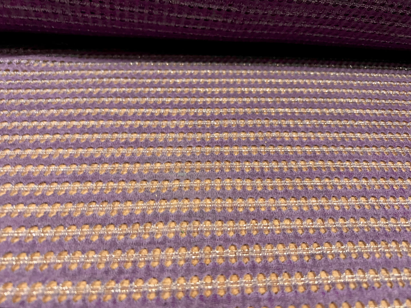 Metallic crochet knitwear jersey fabric, per metre - violet & silver
