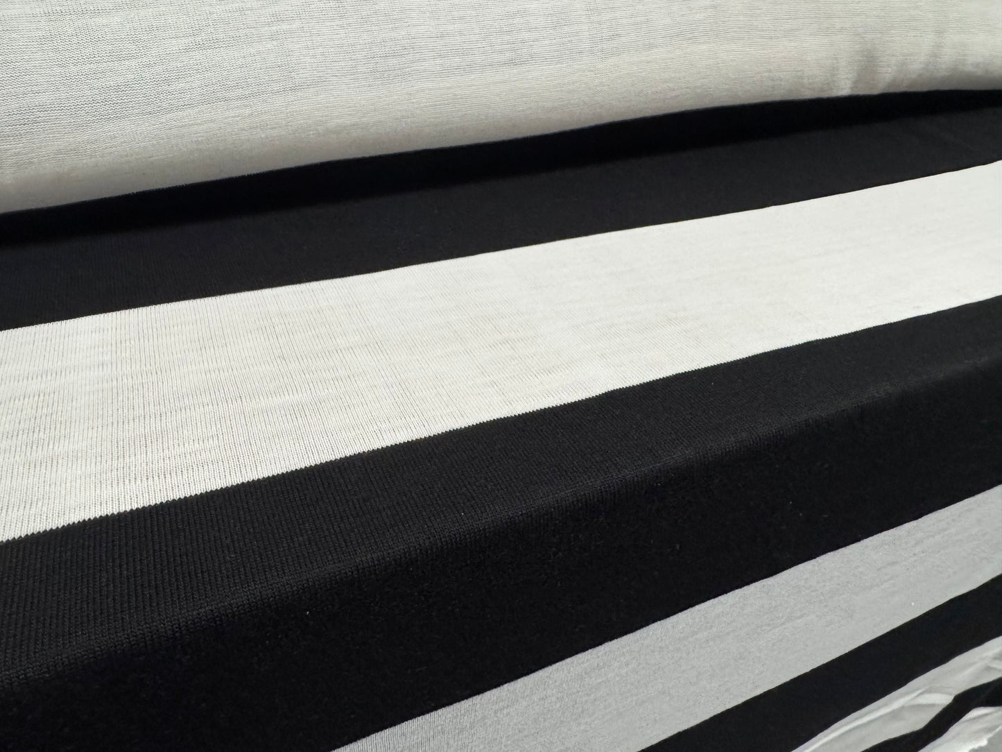 Knitwear jersey fabric, per metre - wide stripe - black & white