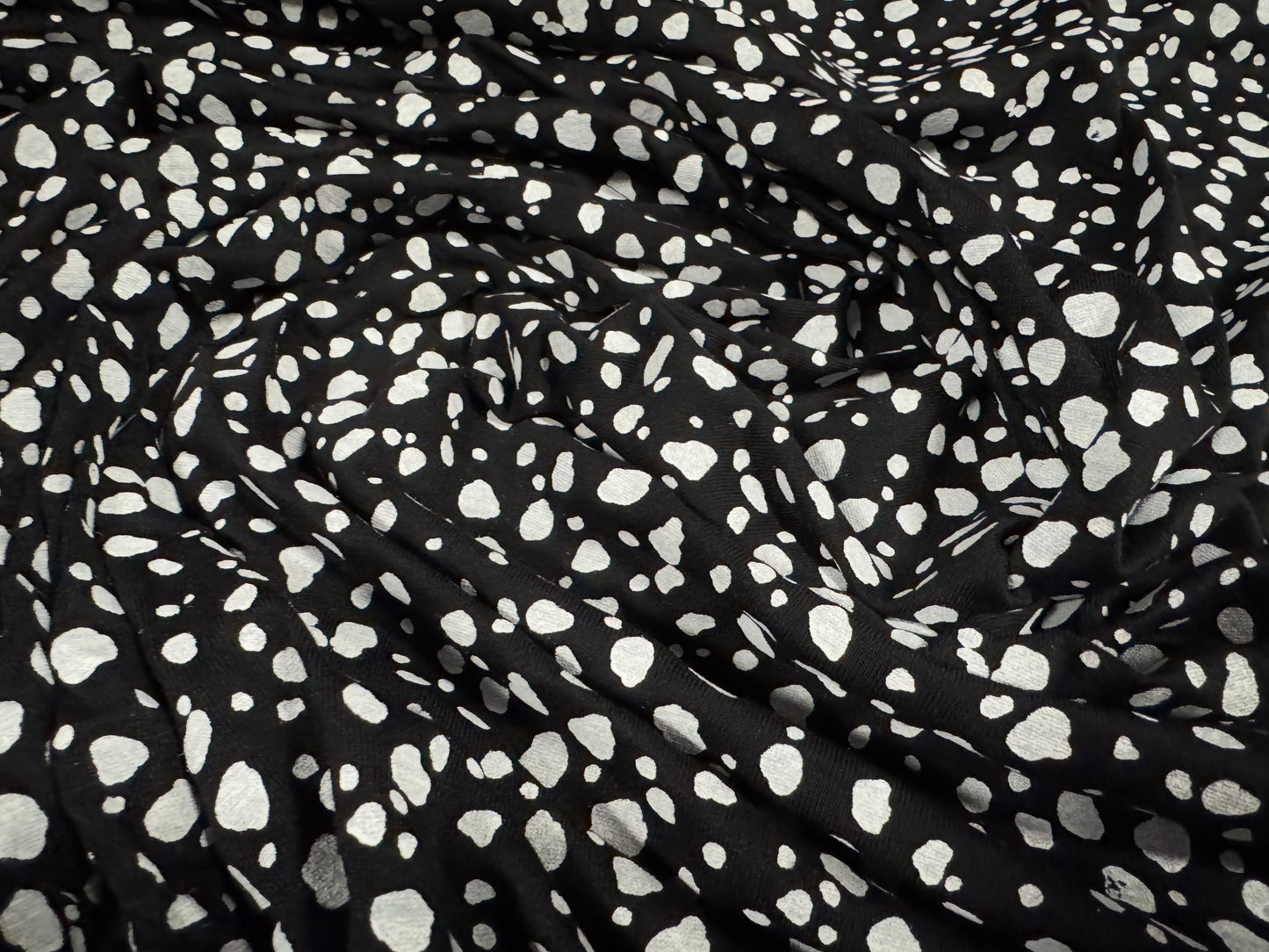 Viscose spandex stretch jersey fabric, per metre - rocks print - black & white