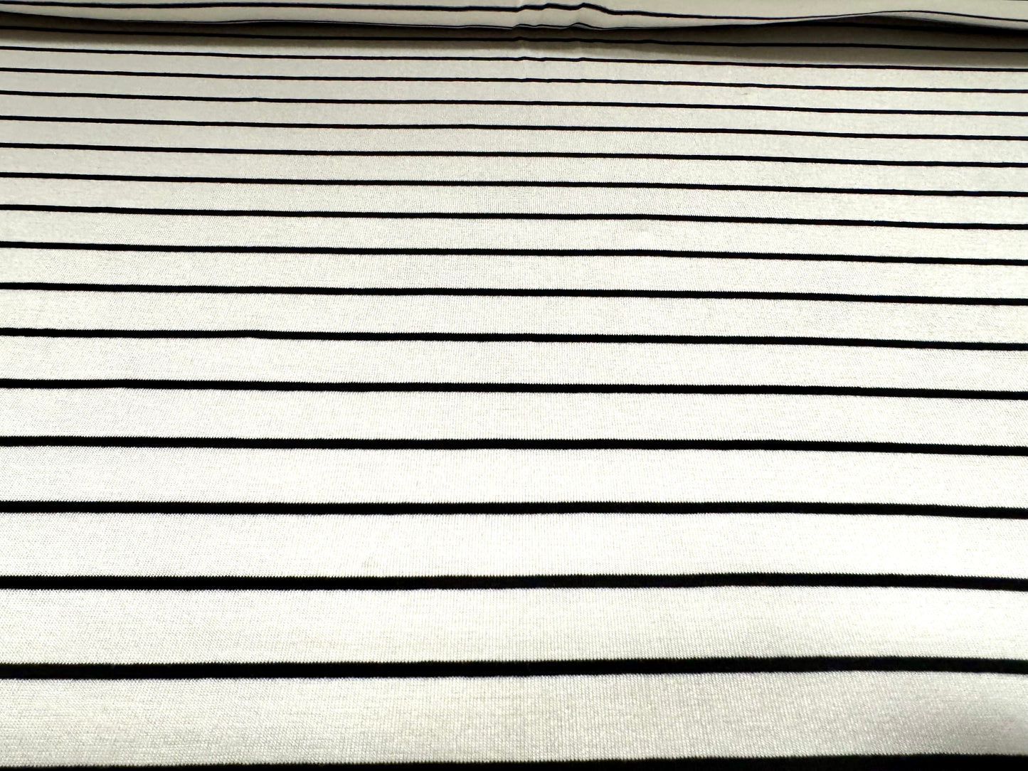 Viscose spandex stretch single jersey fabric, per metre - pinstripe - ivory & black