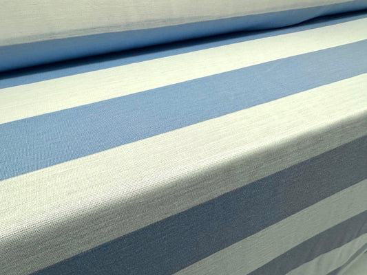 Knitwear jersey fabric, per metre - Rugby stripe - sky blue & white
