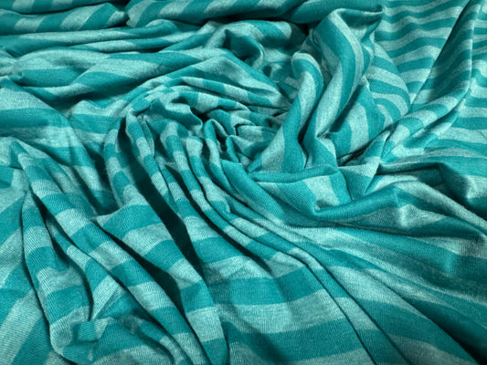 Viscose single jersey fashion fabric, per metre - stripe - jade green