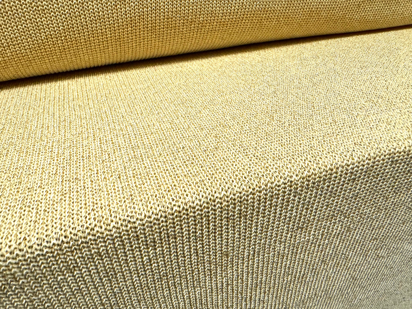 Metallic rib knitwear jersey fabric, per metre - gold lurex