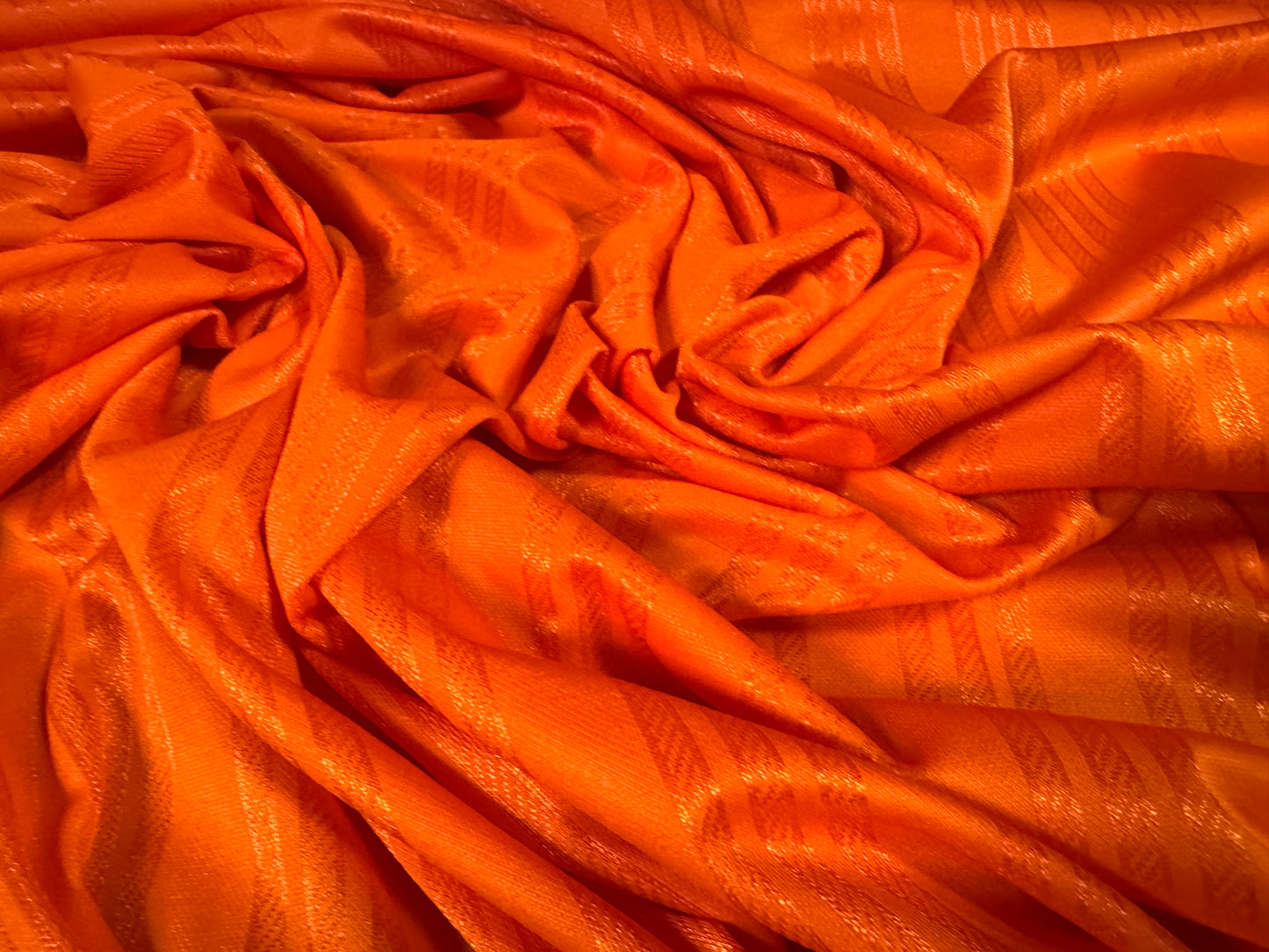 Single jersey fashion fabric, per metre - track stripe sateen jacquard - orange