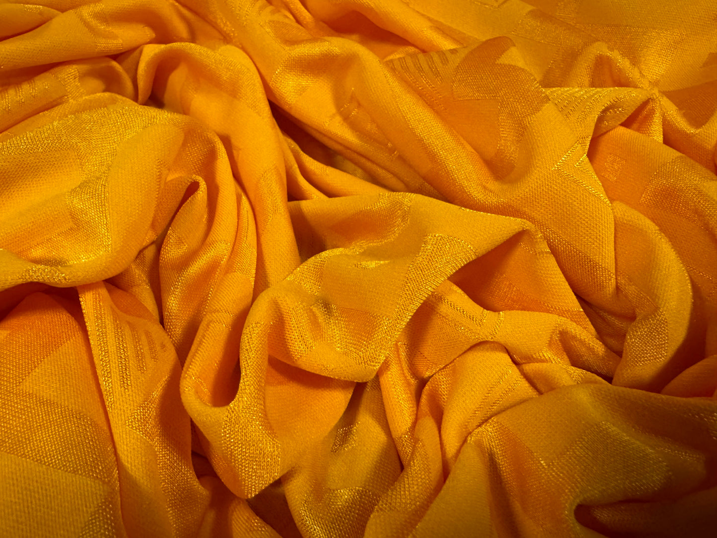 Single jersey fashion fabric, per metre - geometric sateen jacquard - amber