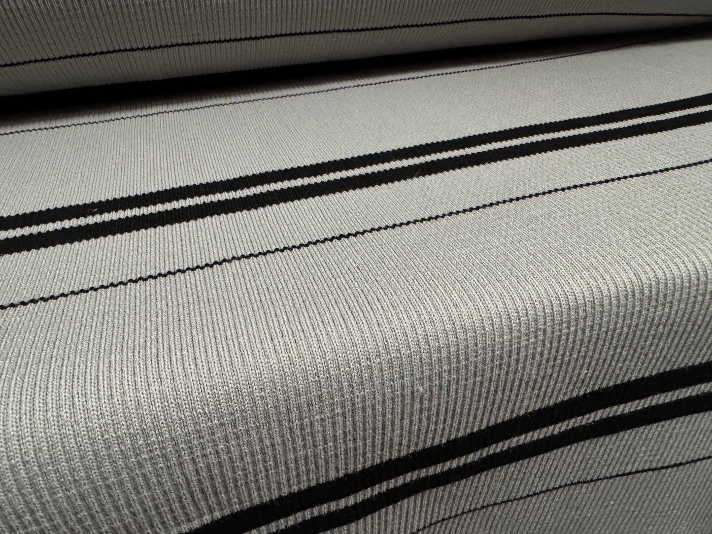 Heavyweight ribbed fabric for collars and cuffs, per metre - stripe - grey & black