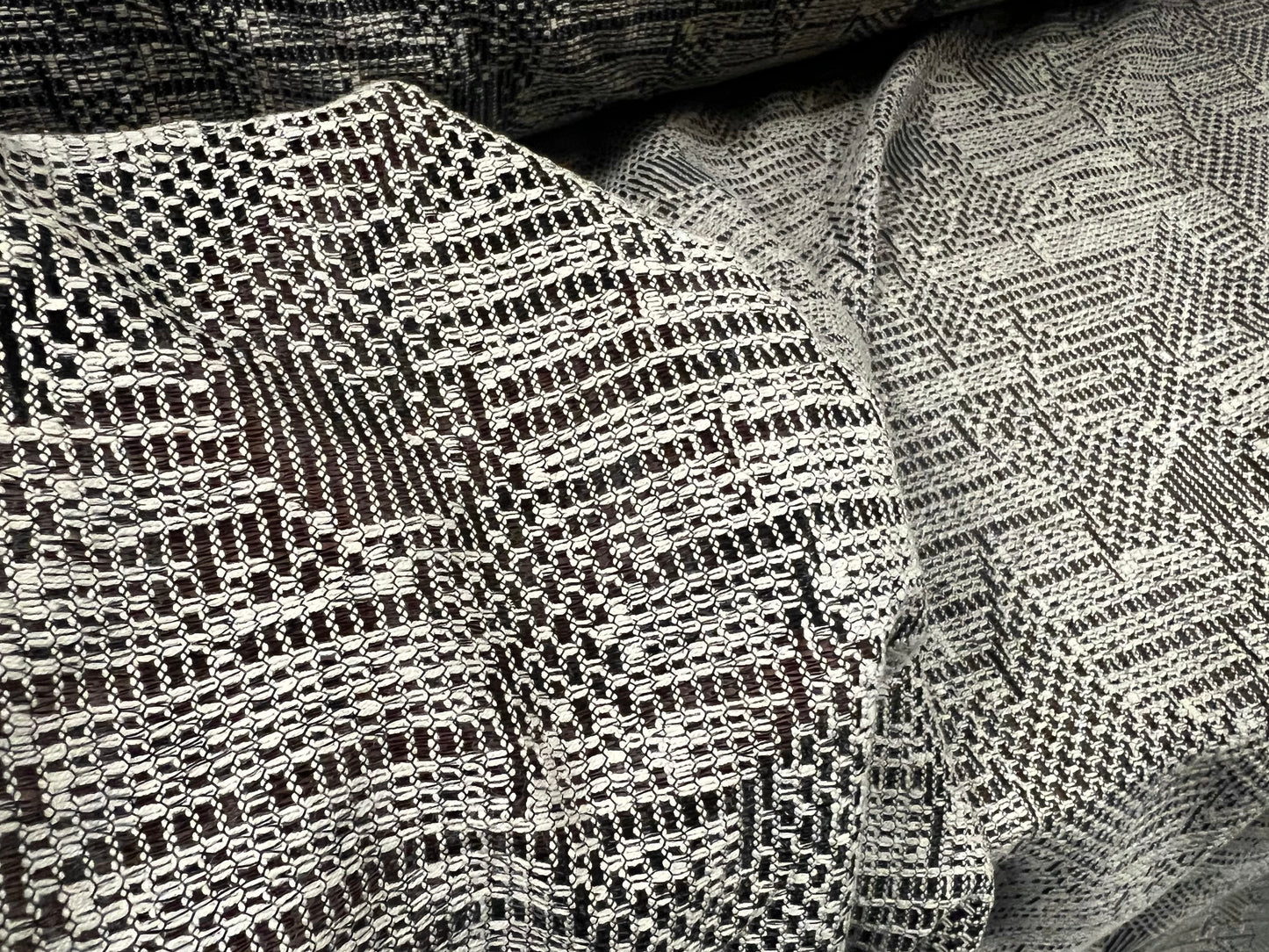 Jacquard mesh jersey fabric, per metre - stars design - grey