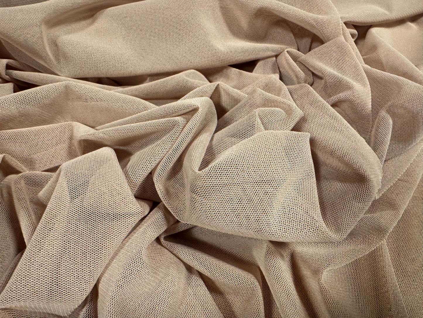 Power mesh net stretch spandex crepe fabric, per metre - Plain - stone