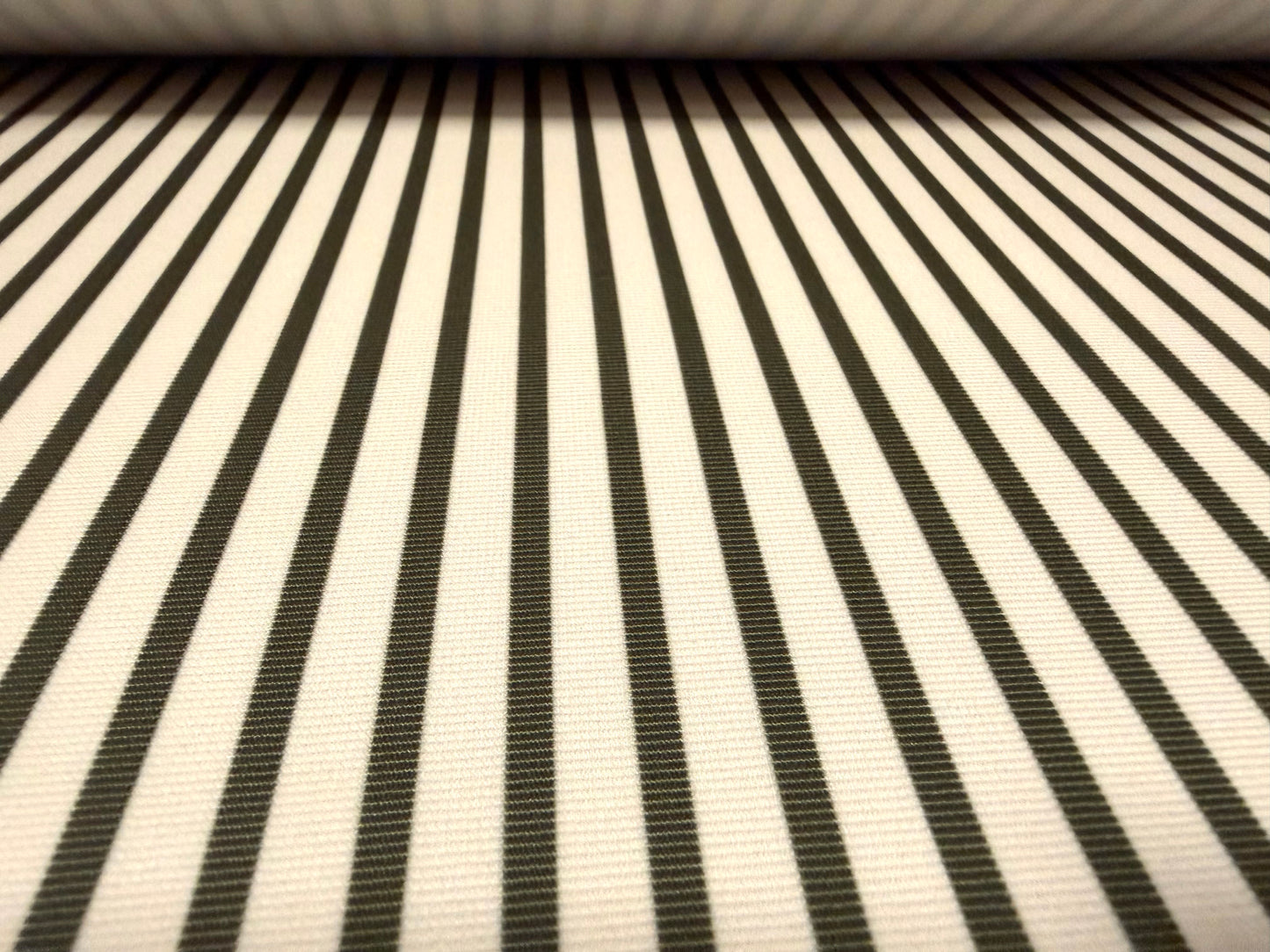 Ottoman rib stretch double jersey fabric, per metre - stripe - khaki & cream