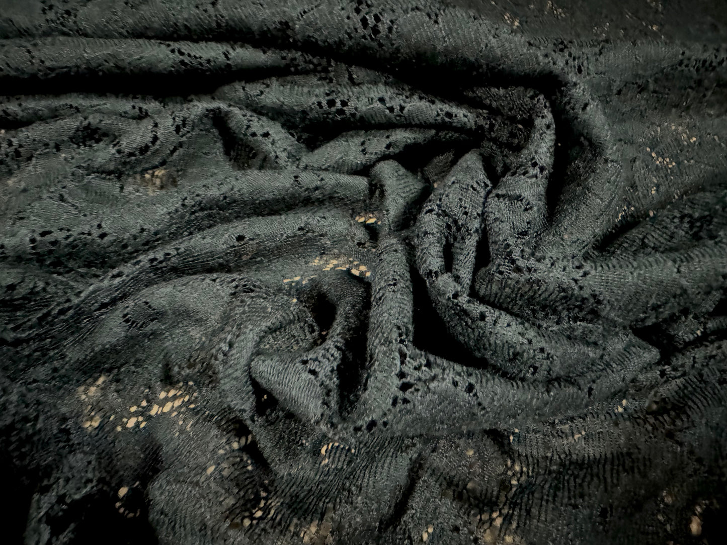 Cotton lace dress fabric, per metre - vintage flower design - black