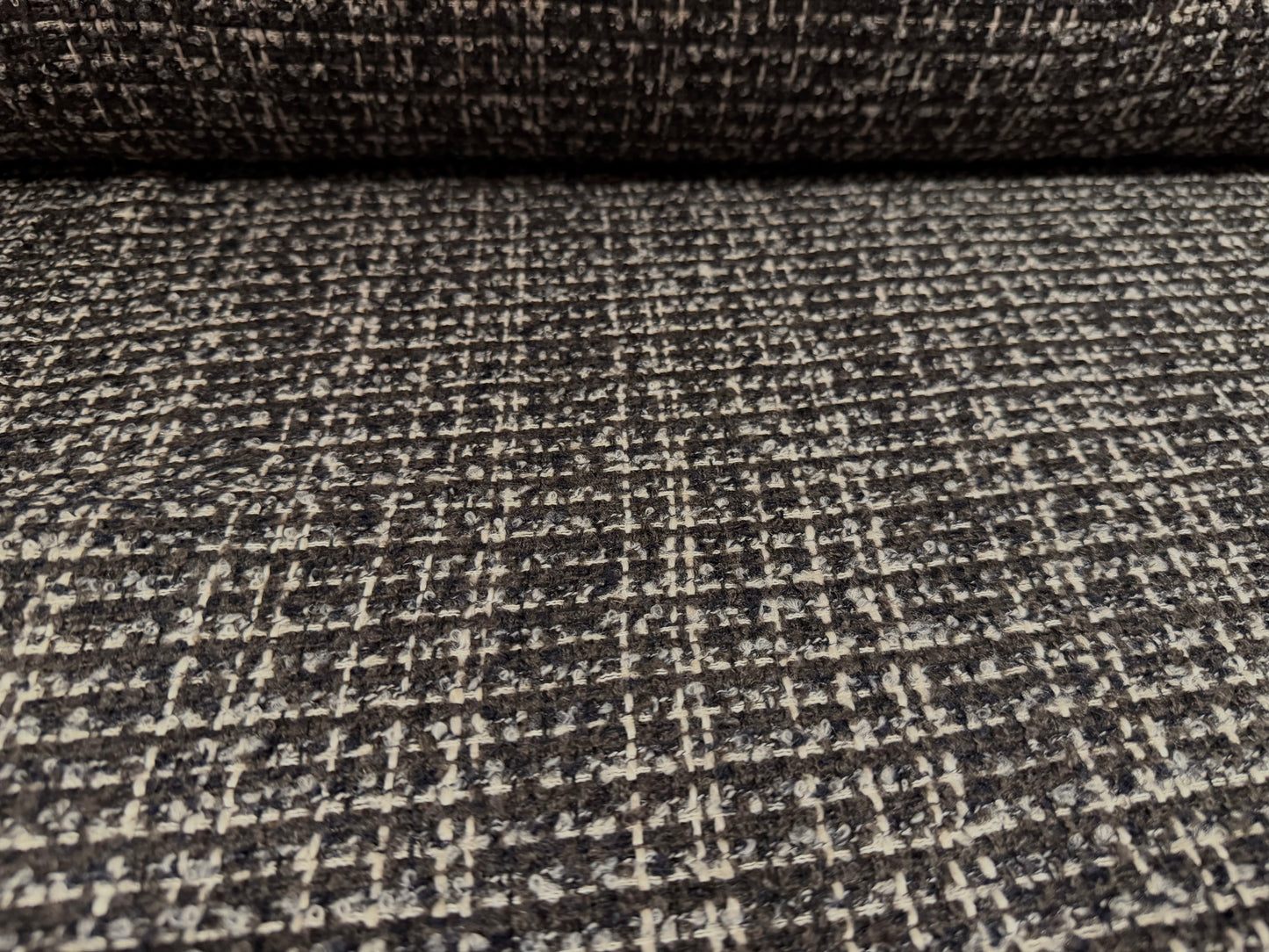 Heavyweight wool bouclé fabric, per metre - melange - grey & black