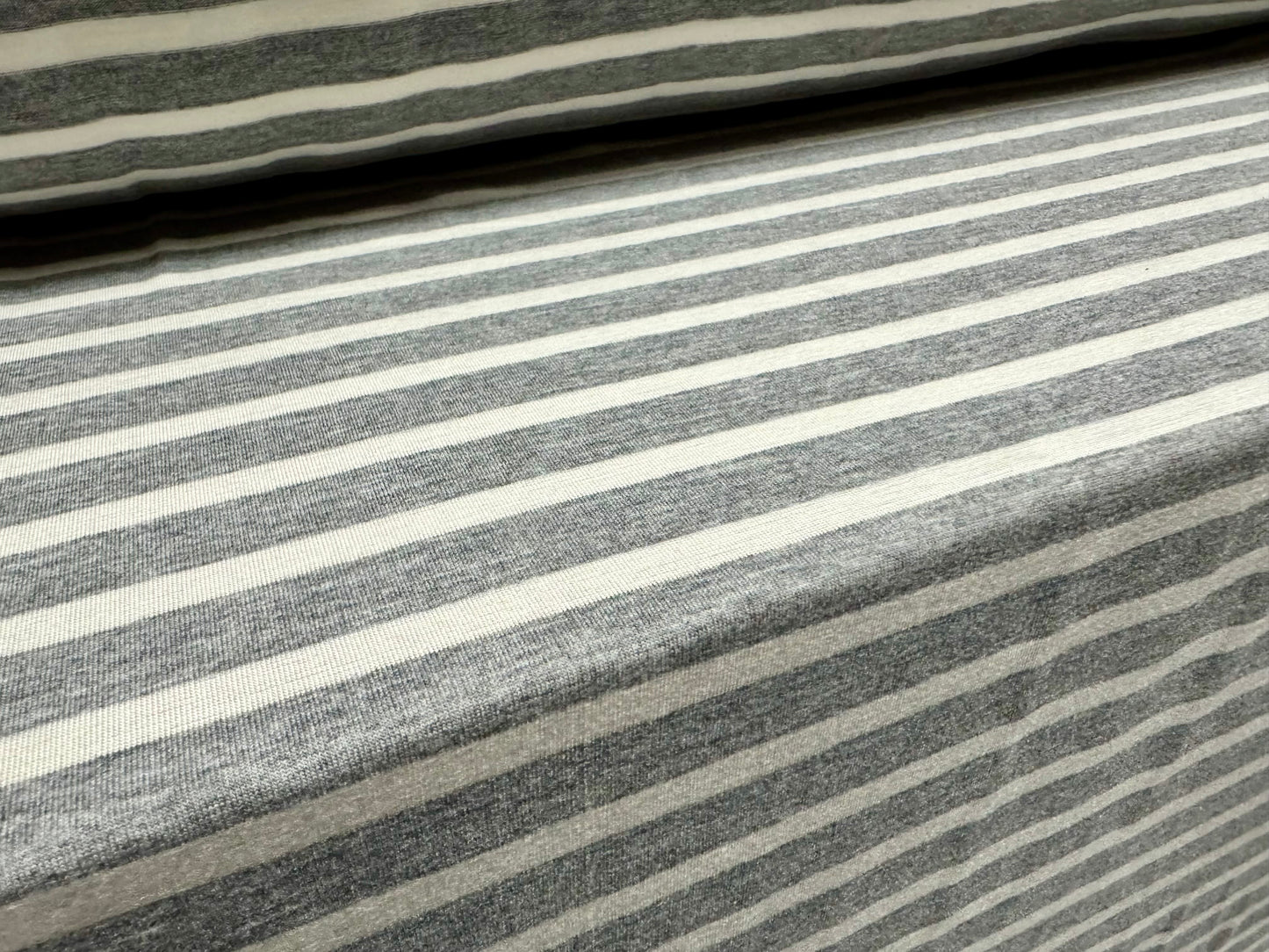 Viscose spandex stretch single jersey fabric, per metre - stripe - red marl & white