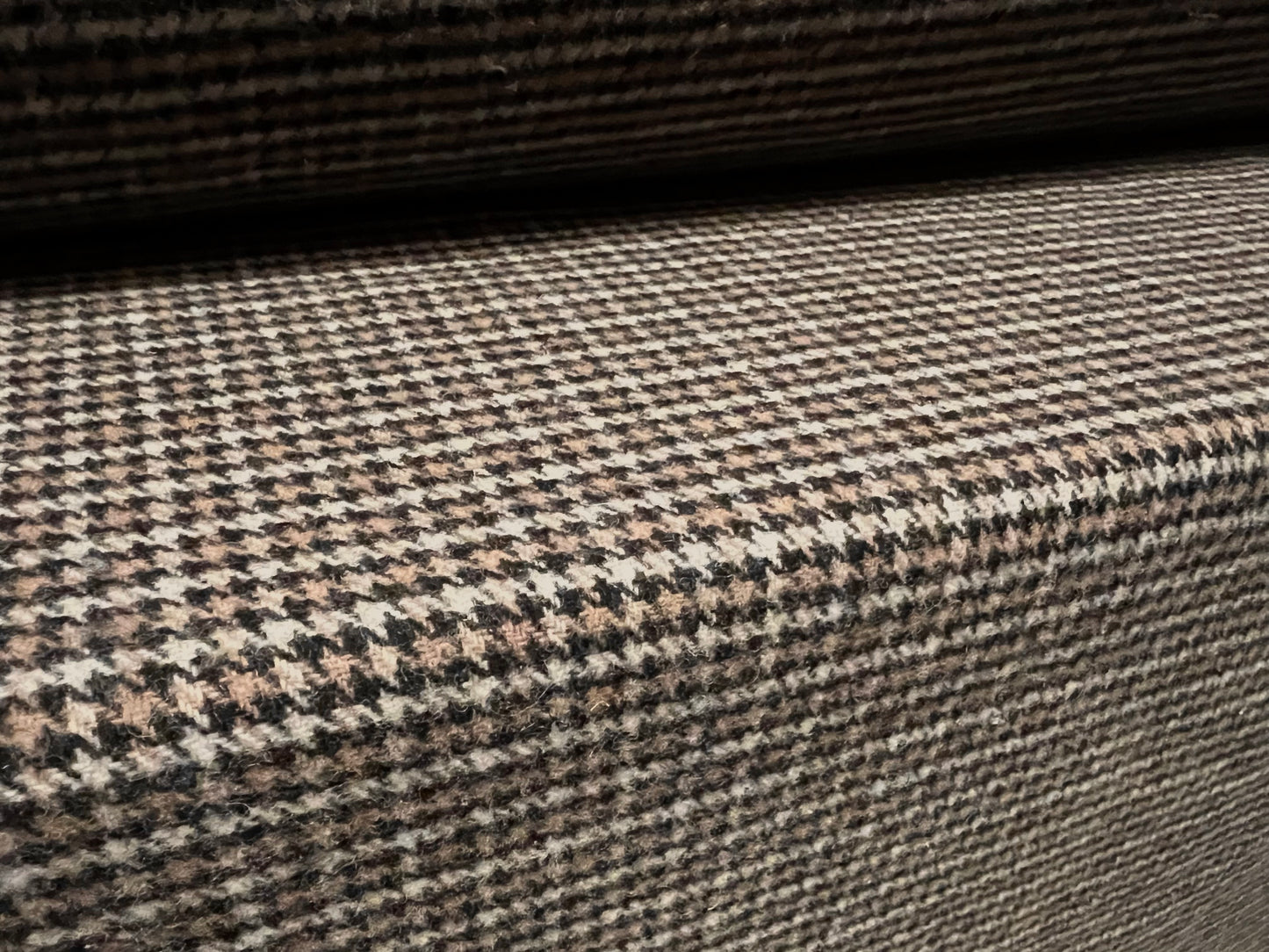 Wool mouflon coat jacket fabric, per metre - country check plaid - grey & brown