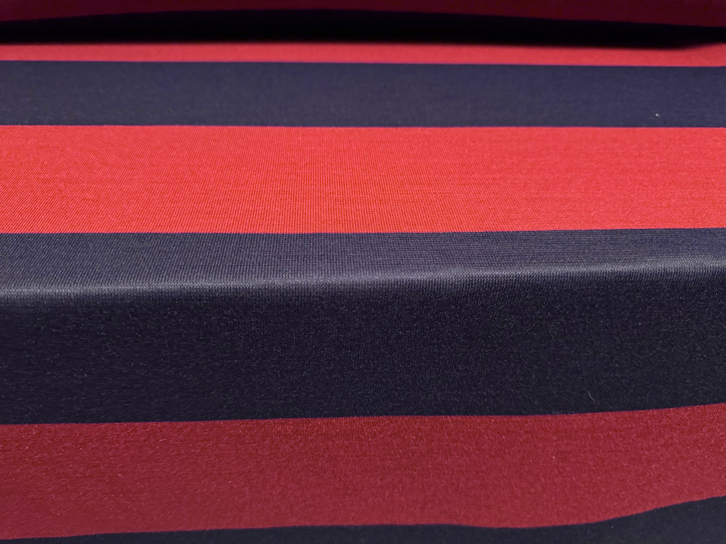 Knitwear jersey fabric, per metre - Rugby stripe - navy & claret